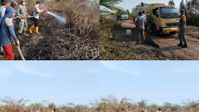 Kapolsek Lalan Bersama Tim Melaksanakan Giat Pendinginan Titik Api Hotspot Wilaya PT. BKI