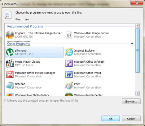โปรแกรมเริ่มต้น, Windows 7, Windows 8.1, File Associations