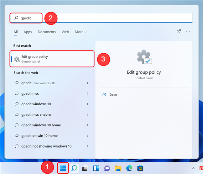 Abra el editor de políticas de grupo en Windows 11