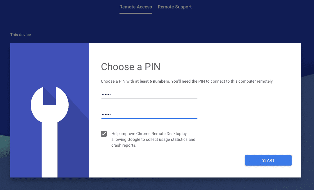 Définissez le code PIN à 6 chiffres dont vous aurez besoin pour vous connecter à cet ordinateur à distance