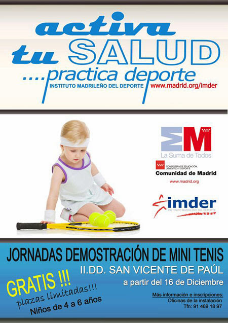 cartel minitenis Clases gratuitas de...