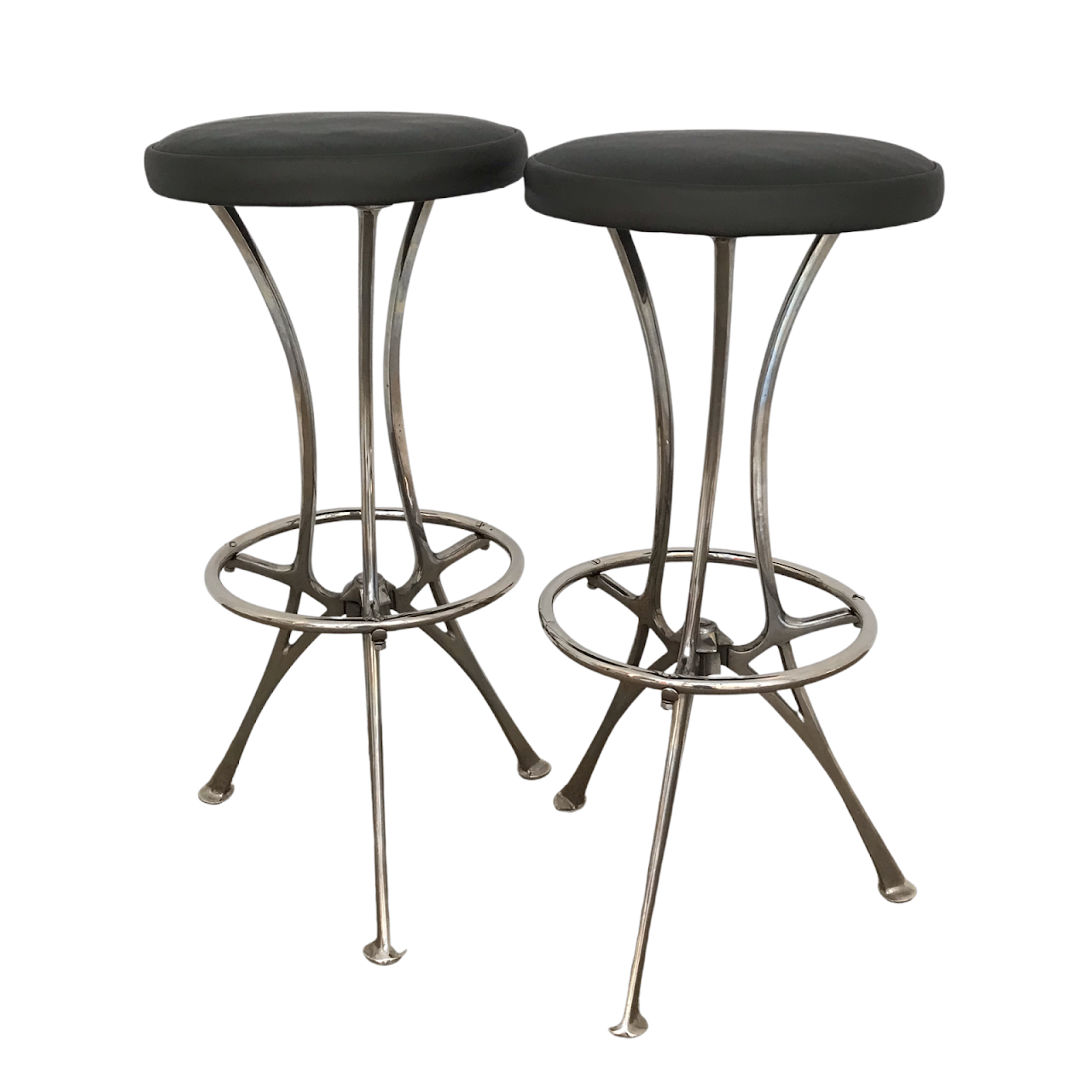 Contemporary Chrome Bar Stool Pair #1