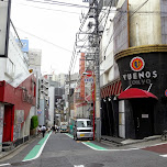 empty streets outside of Shibuya-East on Friday afternoon in Shibuya, Japan 