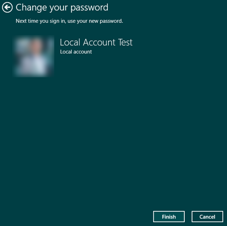 Windows 8.1、PC 设置、用户、帐户、本地、密码、更改