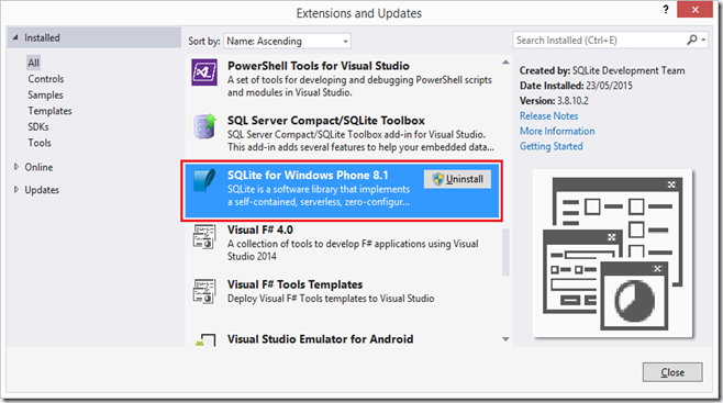 ExtensionAndUpdates-SQLite