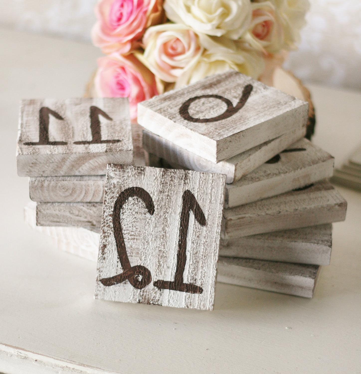 Barn Wood Table Numbers Rustic Wedding Shabby Chic Vintage Inspired SET of