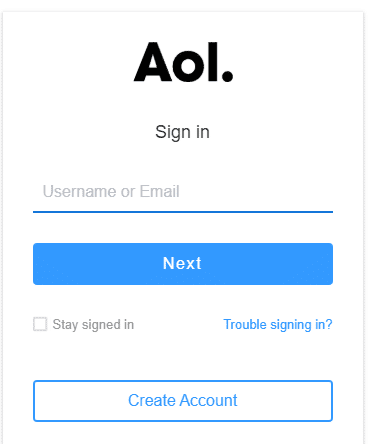 เยี่ยมชม login.aol.com และเพื่อสร้างบัญชี