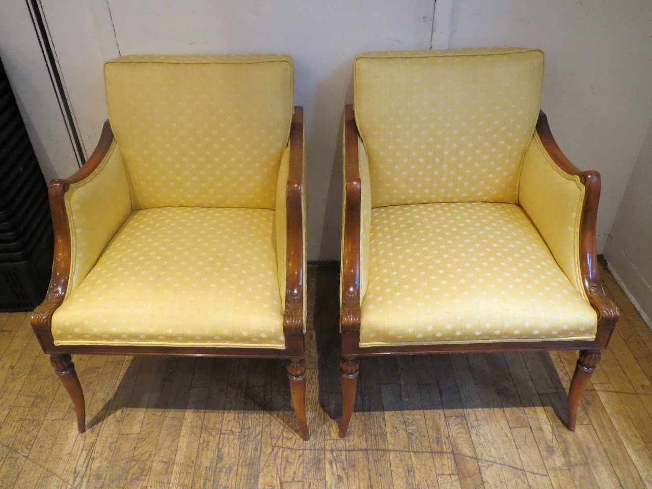 Custom Yellow Arm Chair Pair