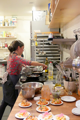 meadowlark no. 15, Seollal Korean Lunar New Year Theme / Emily Park frying up some fish to support a pescatarian option for a few guests