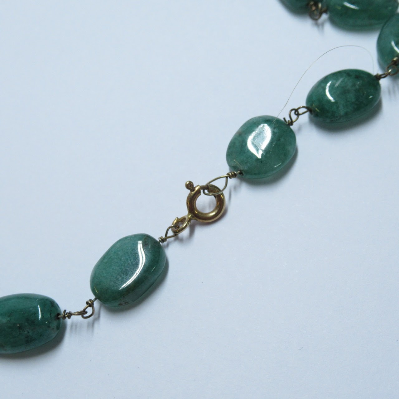 18K Gold and Jade Stone Necklace