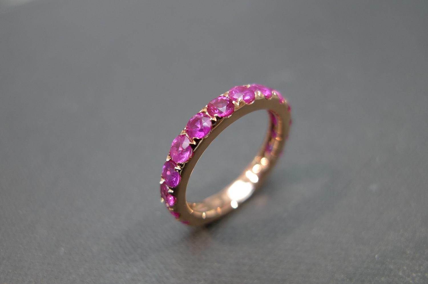 Pink Sapphire Wedding Band