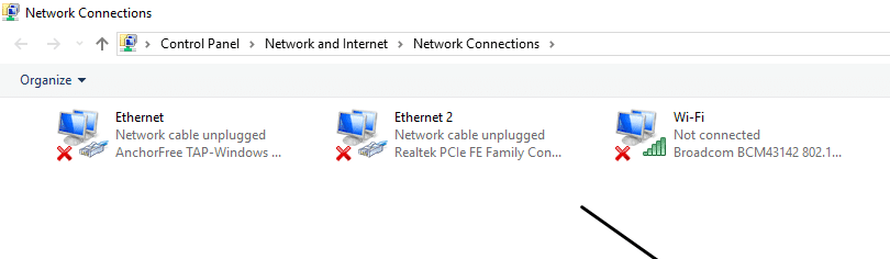 กดปุ่ม Enter และหน้าจอ Network Connections จะเปิดขึ้น