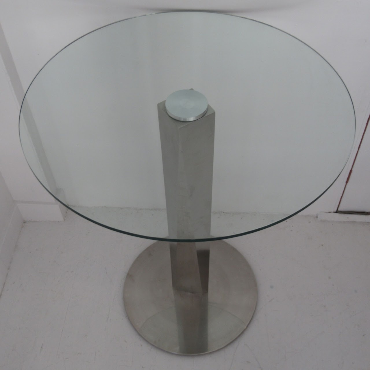 Modern Chrome & Glass High Top Table