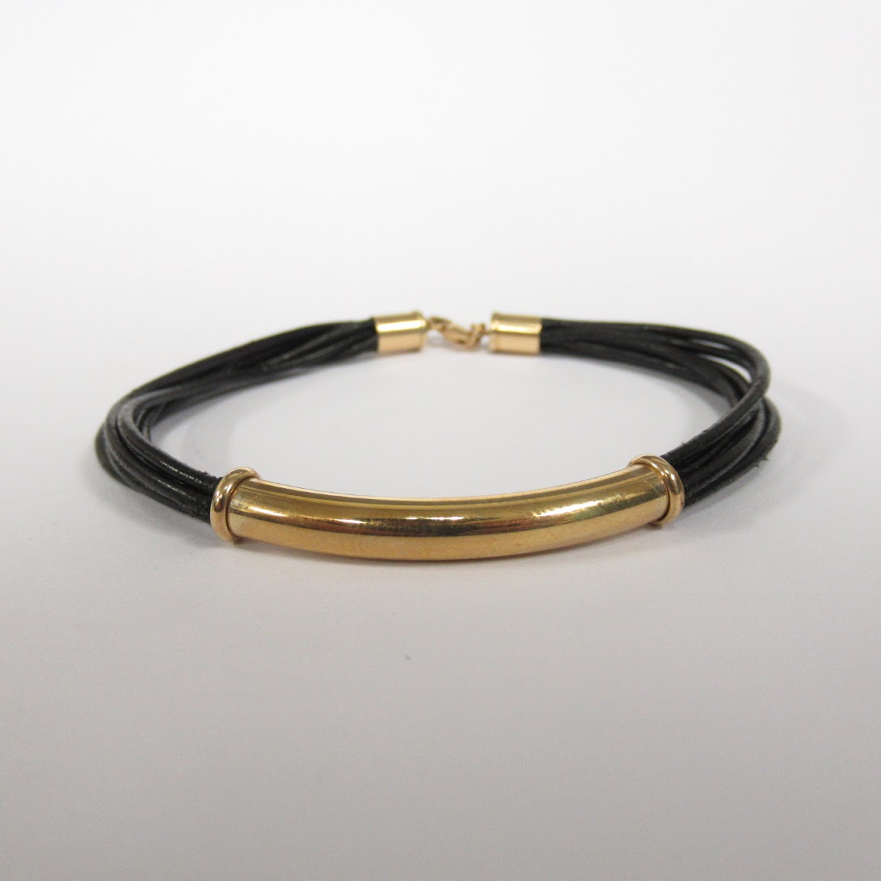 14K Gold and Leather Cord Bracelet