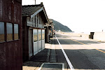 Houses by the seaside road on the Sea of Japan.