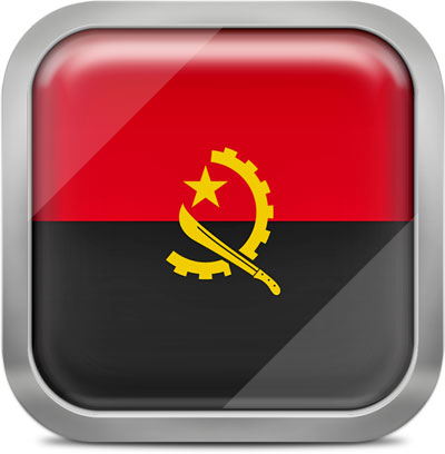 Angola square flag with metallic frame
