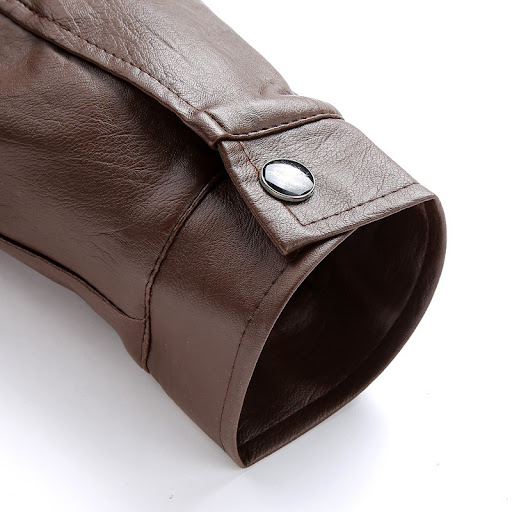 Title 10, Mens Lapel Leather Jacket Casual Plus Velvet t...