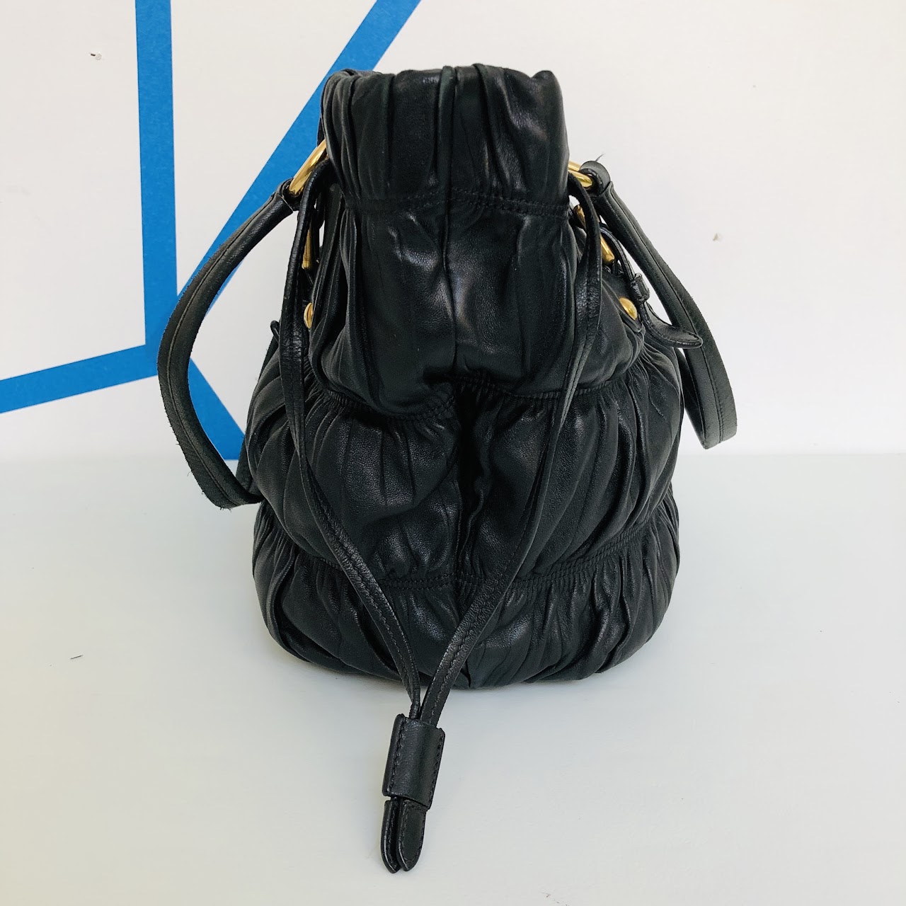 Prada Ruched Leather Shoulder Bag