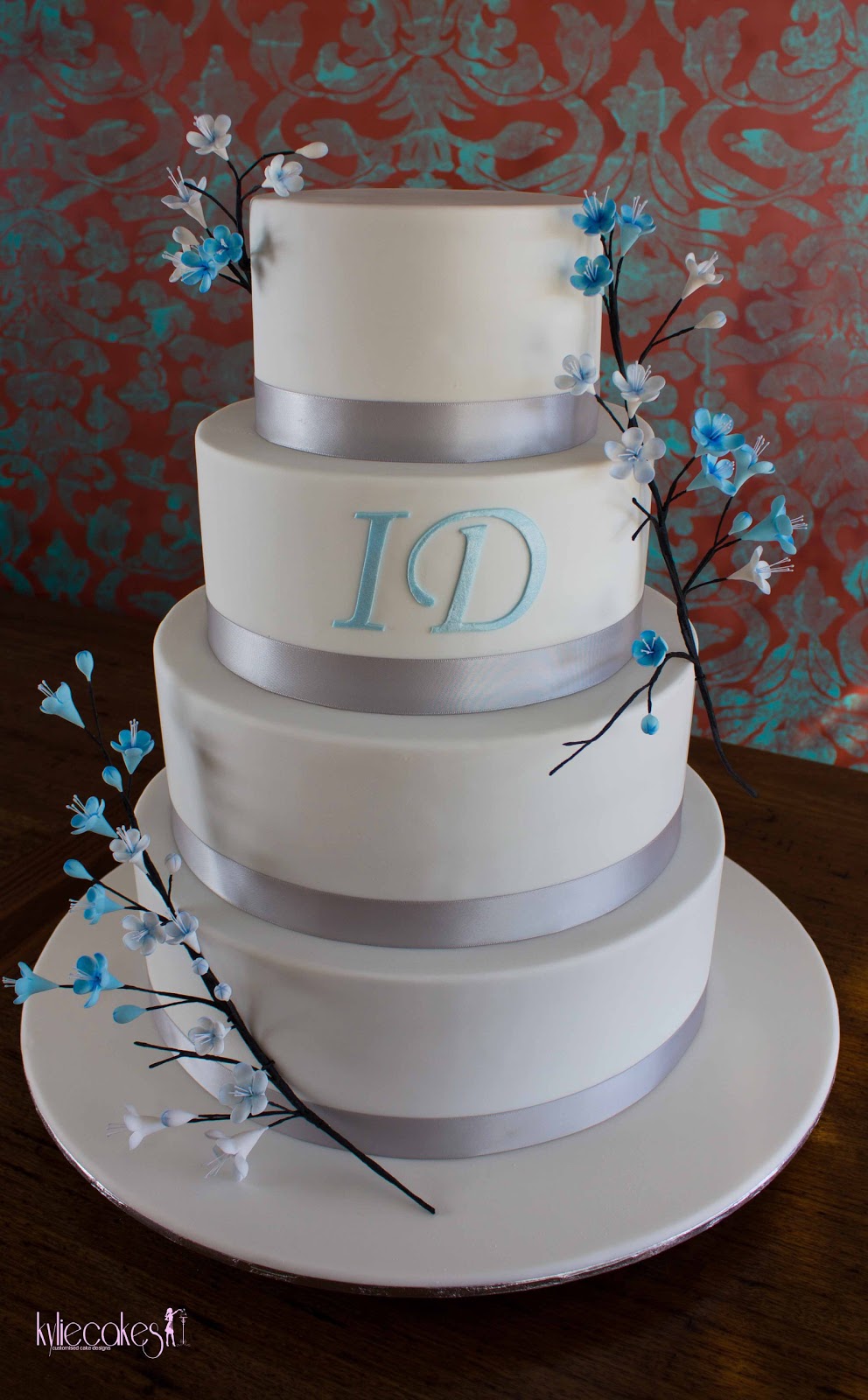 blue and black wedding cake