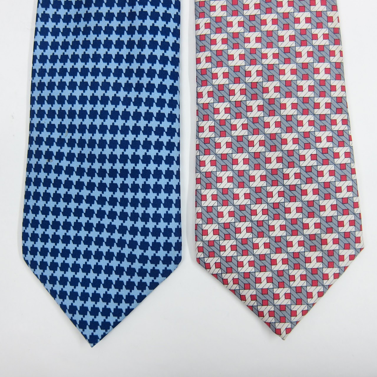 Hermès  Geometric Print Tie Pair