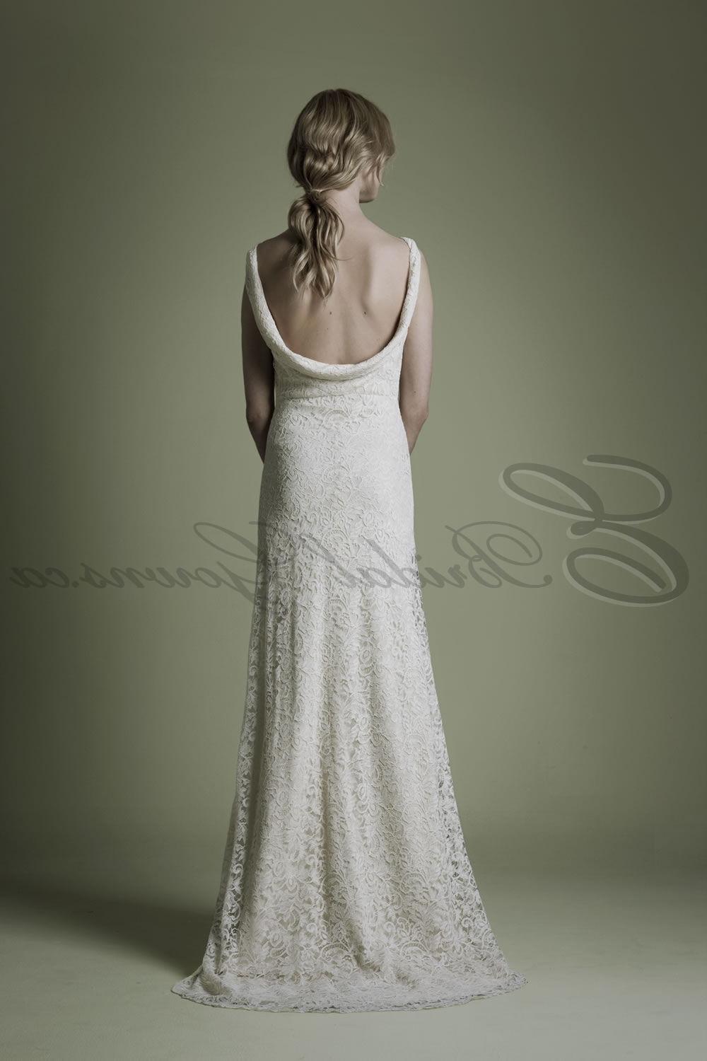 Beautiful Hand-washed Silk Sashes Cowl Neckline Vintage Wedding Dress  