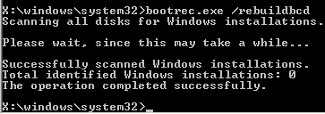 Command Prompt, khởi động, sự cố, Bootrec.exe
