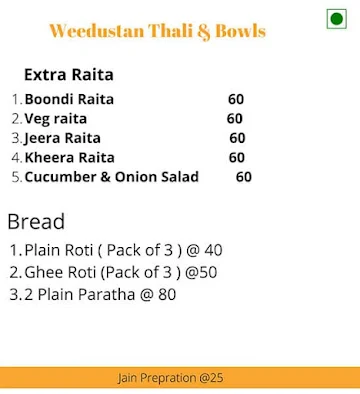 Weedustan Thalis & Bowls menu 