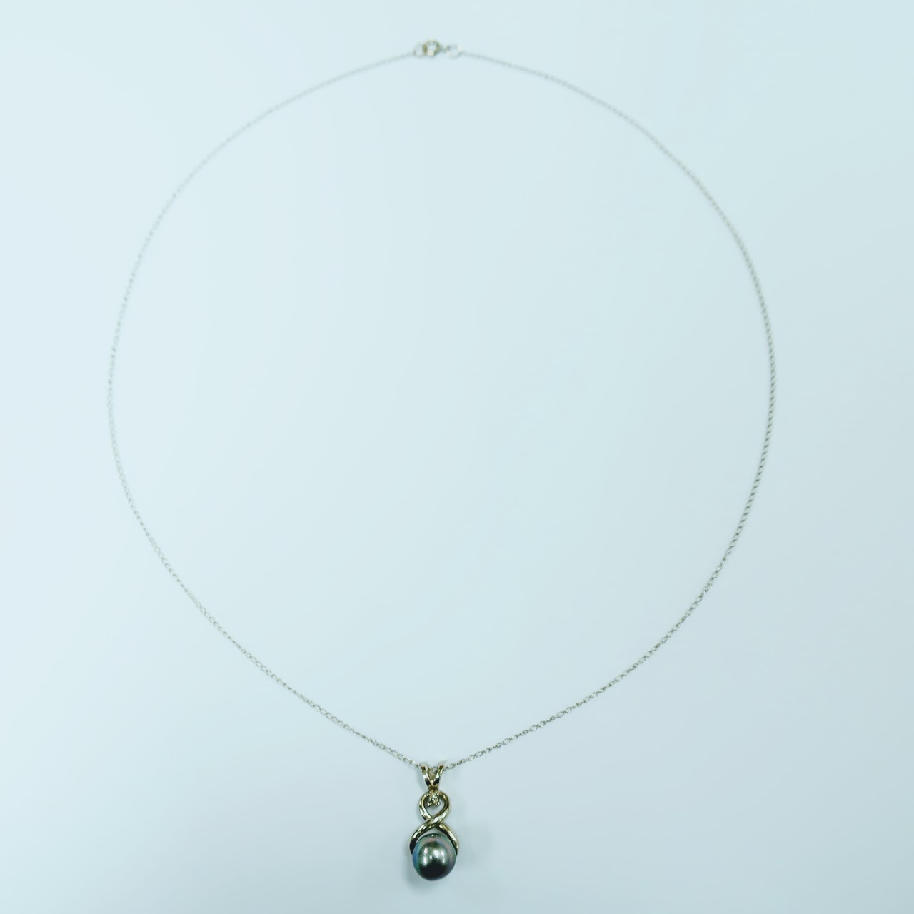 14 K White Gold & Pearl Necklace