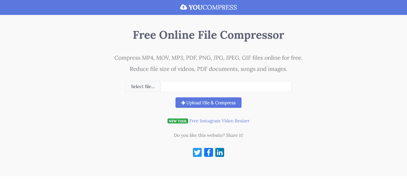 YouCompress |  คอมเพรสเซอร์ mp4 ที่ดีที่สุด