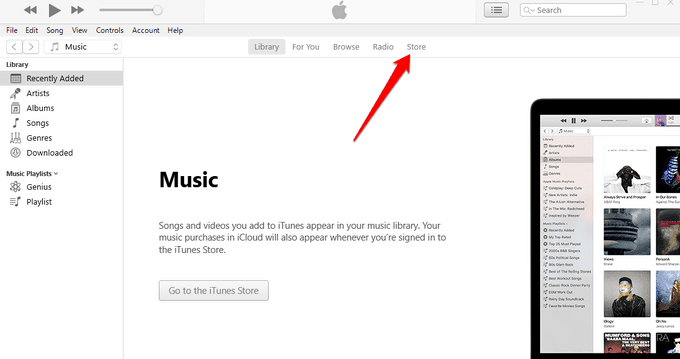 แท็บร้านค้าใน iTunes