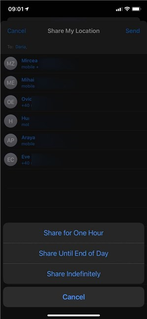 Entscheiden Sie, wie lange Sie Ihren Standort auf dem iPhone teilen
