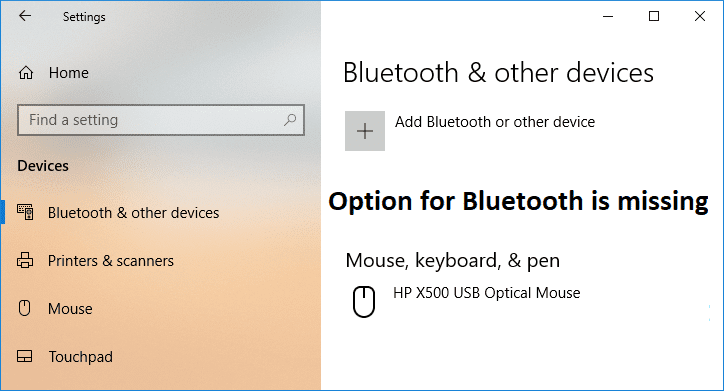 Исправить возможность включения или выключения Bluetooth отсутствует в Windows 10