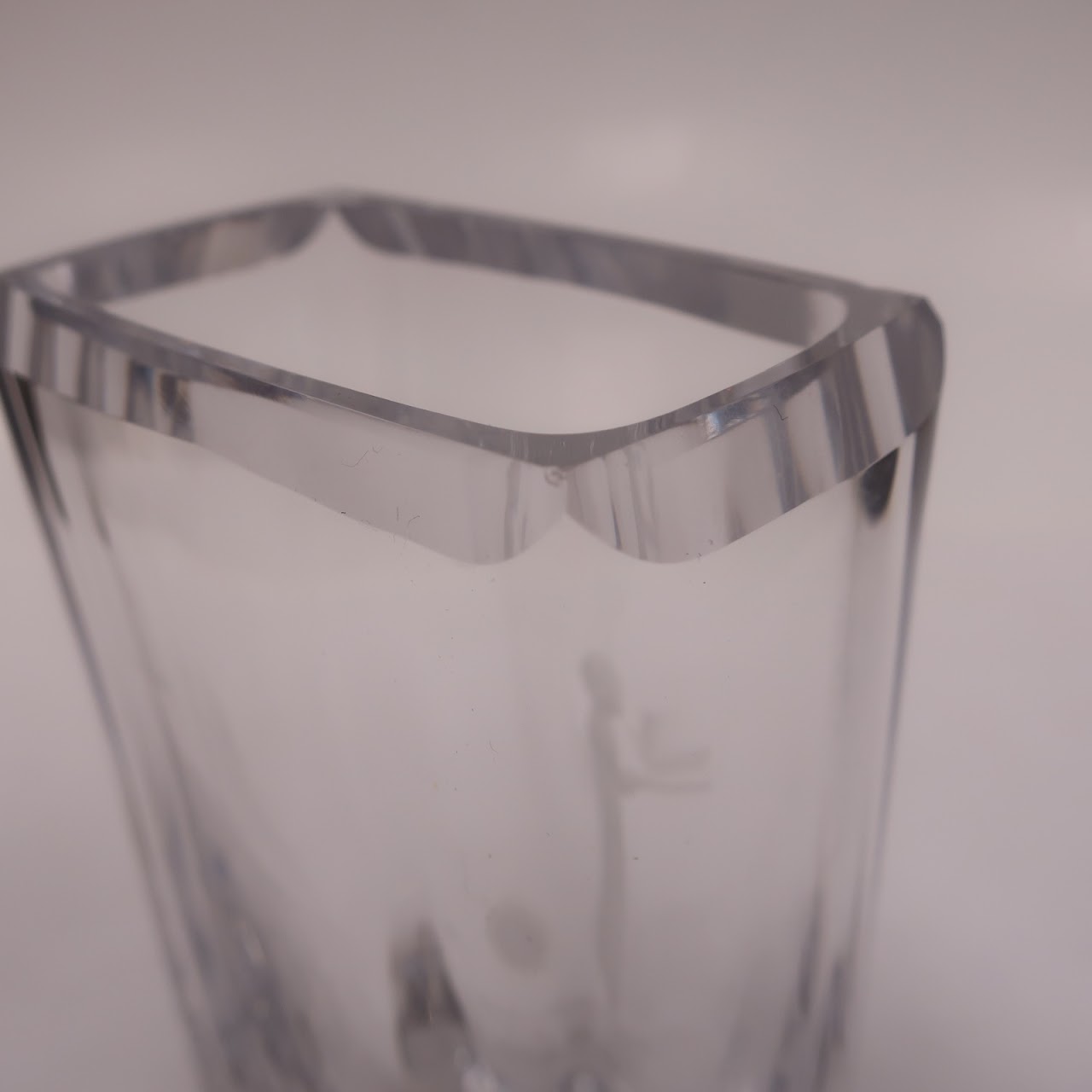 Signed Etched Crystal Vase