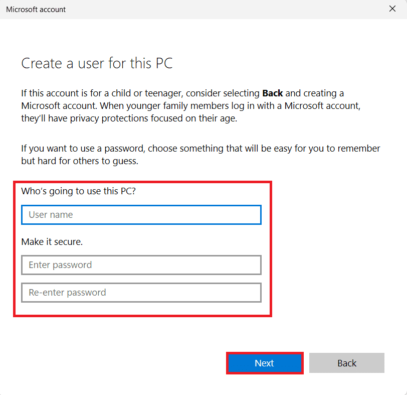 Microsoftアカウントウィンドウ