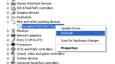 desinstalar panel táctil