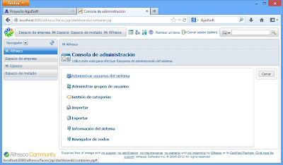 Administración de Alfresco Community, crear usuario, subir ficheros