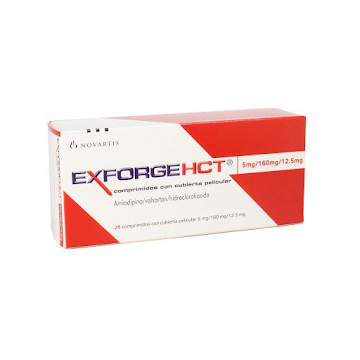 Exforge HCT Amlodipina + Valsartán 5mg/160mg/12.5mg Novartis Caja x 28 Comprimidos  