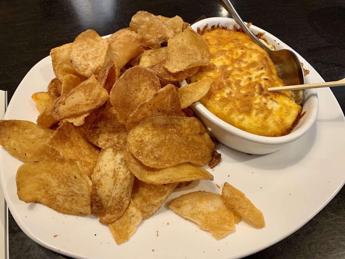 GF Crab Rangoon Dip appetizer. It usually comes with some celery, too, but I had them leave it off due to allergy.