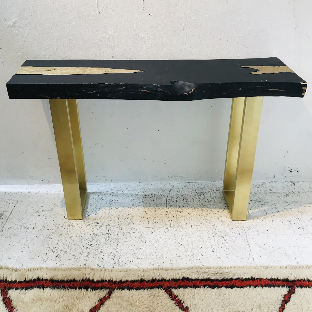 Live Edge and Cast Metal Console Table