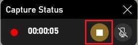 haga clic en el icono de grabación en el estado de captura de Windows 11