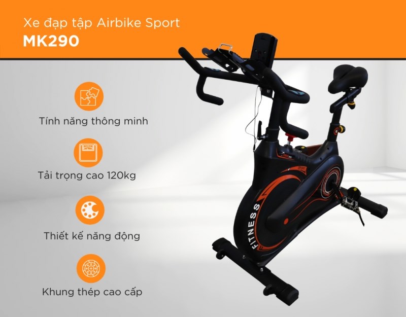 Xe Đạp Tập Phanh Từ Trường Airbike Sport Mishio MK290