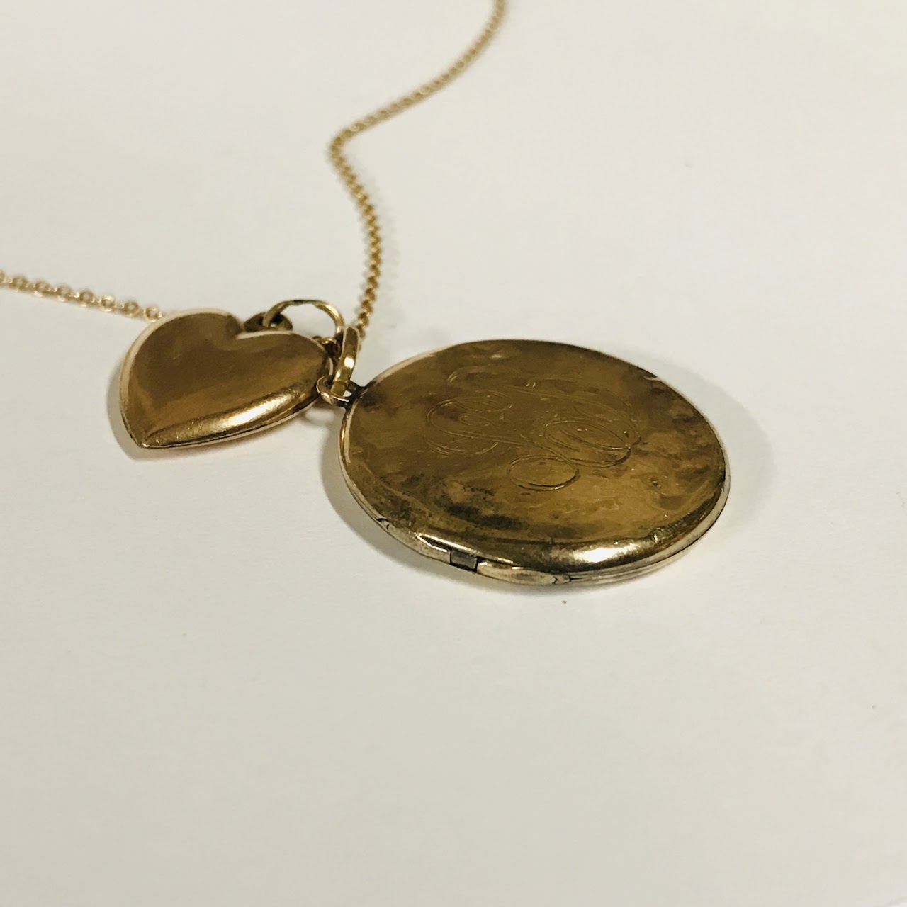 14K Gold Heart and Locket Necklace