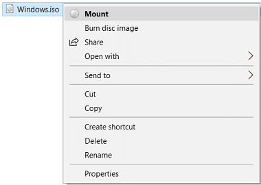 Una volta scaricato il file ISO, fai clic con il pulsante destro del mouse su di esso e seleziona Monta