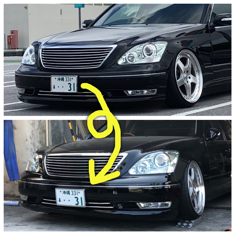 セルシオのバンパー加工・車高短・ツライチ・スムージングに関するカスタム事例の投稿画像1枚目
