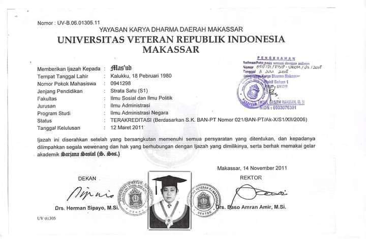 Tanggal ijazah s1