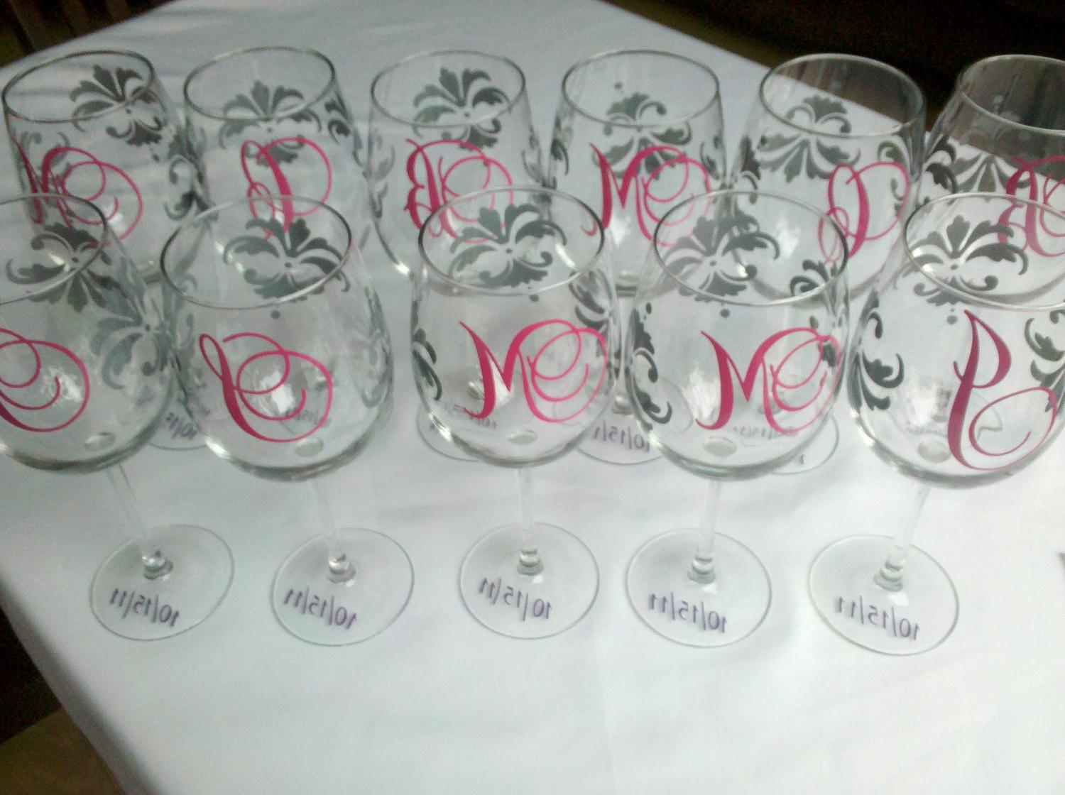 Damask wedding glasses