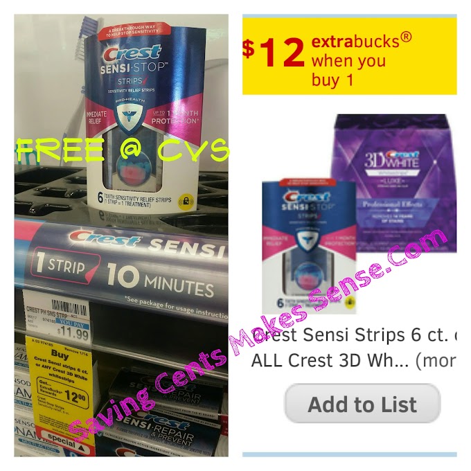 #CVS: #FREE #CREST SENSI STOP STRIPS 6CT