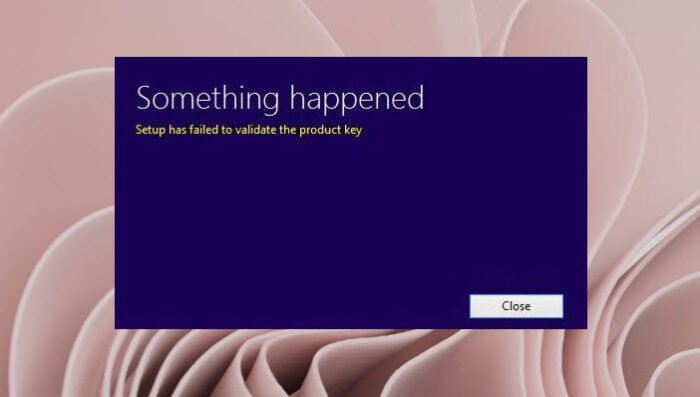 La configuración de Windows no pudo validar la clave del producto