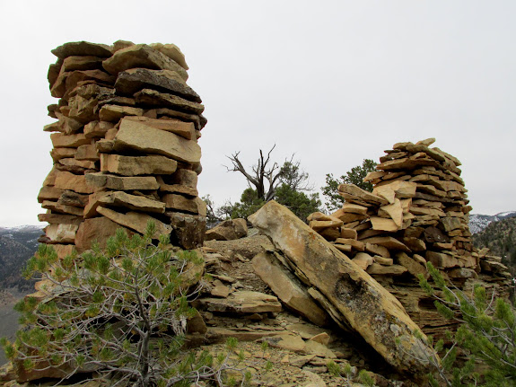 Sheep Canyon lookout tower, with a tilted, flat slab of rock that dumped one wall down the hillside