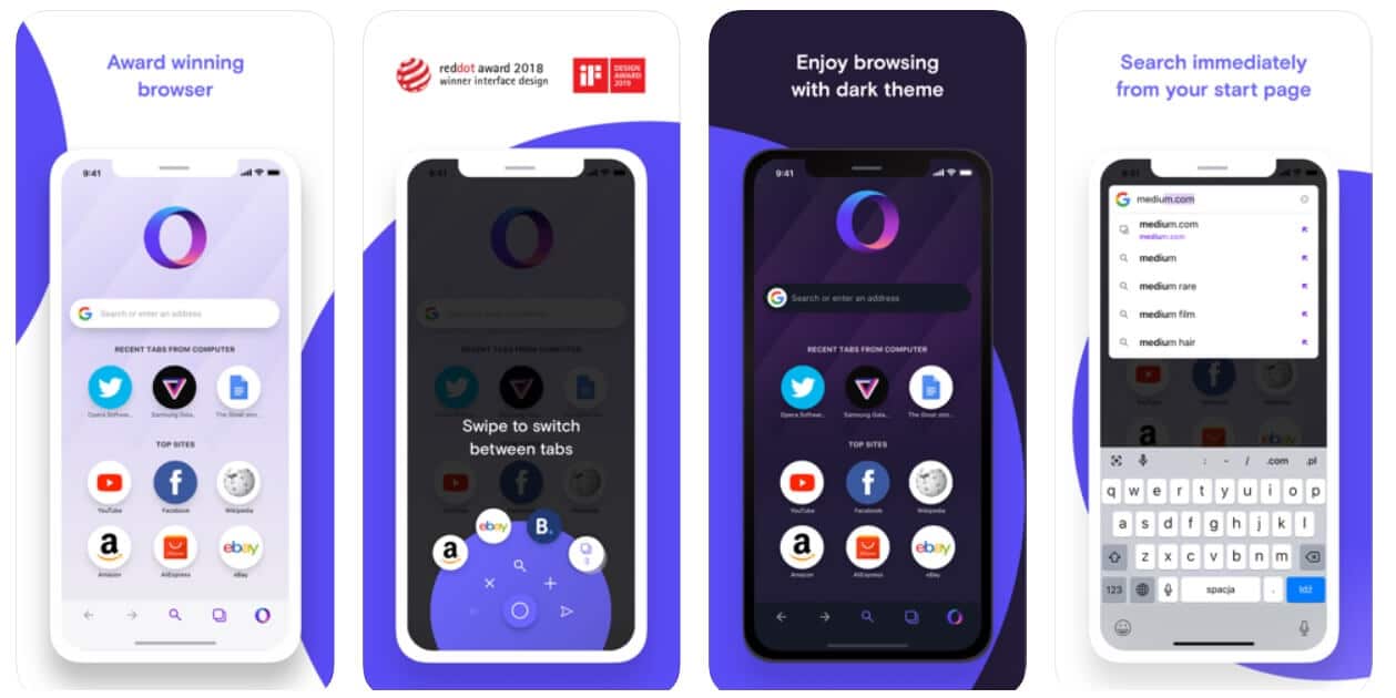 Opera Touch |  Beste Safari-alternatieven voor iPhone